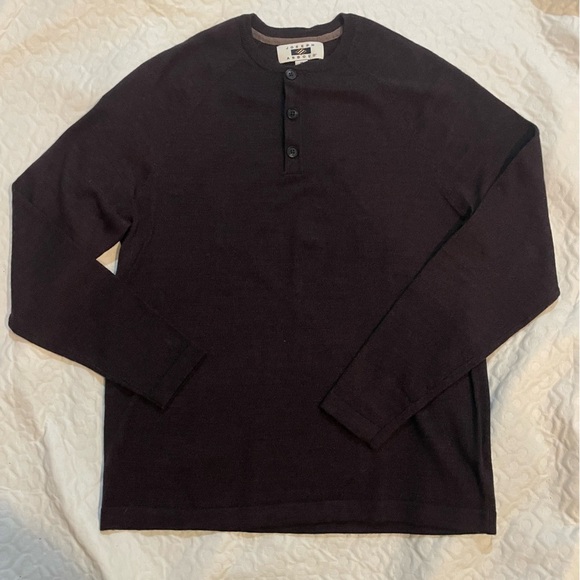 Joseph Abboud Merino Wool Blend Brown Shirt Long Sleeve 1/4 Button Womens Medium - Picture 2 of 8